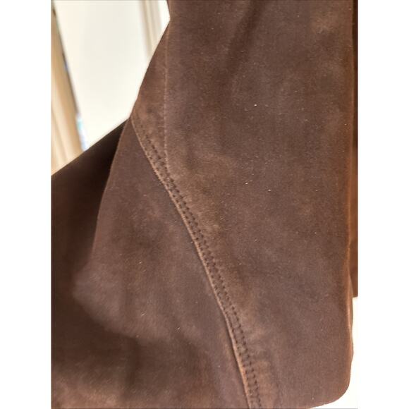 VTG douglas hannant Brown suede Skirt ruffle hem lined zipper sz 8 - Picture 6 of 10